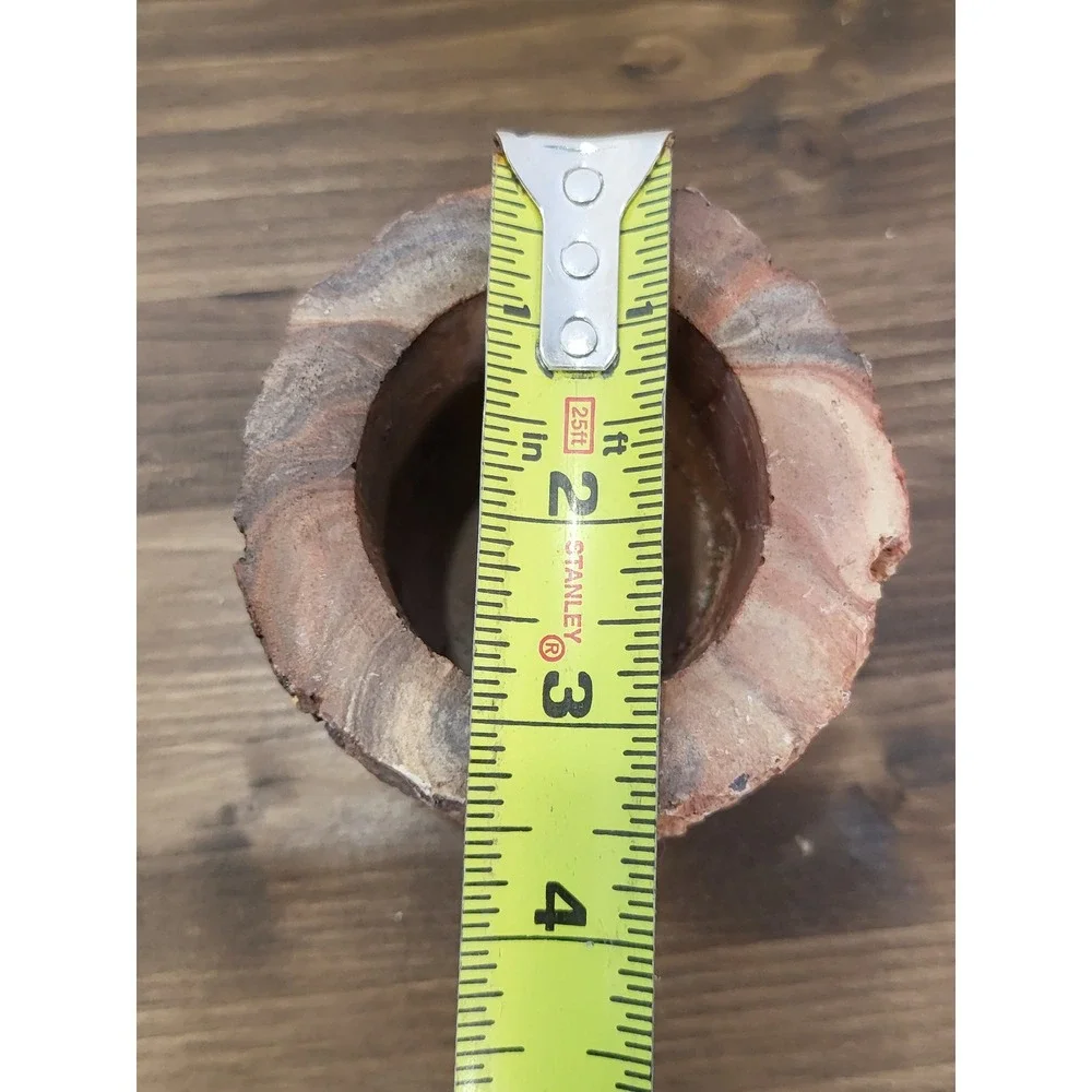 Kim Bird Signed Natural Wood Log Vessel Rustic Bark Pencil Holder Planter 4in